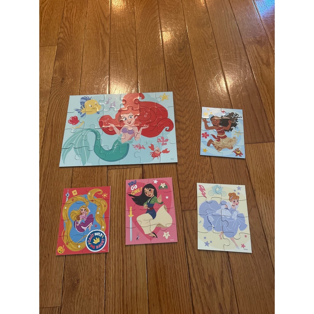 Melissa & Doug Disney Princess Jigsaw Puzzle Set Ariel Moana  Mulan 5-Pack